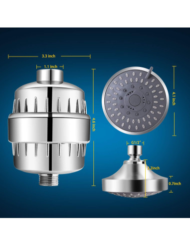 Cabezal de Ducha Filtrado FEELSO 5 Modos 10.16 cm Cromo