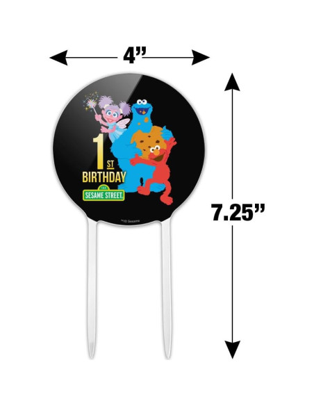 Tapa de Pastel Acrílica Plaza Sésamo 18.42 cm para Cumpleaños