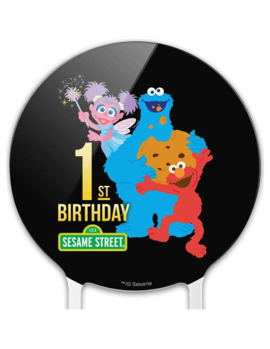 Tapa de Pastel Acrílica Plaza Sésamo 18.42 cm para Cumpleaños