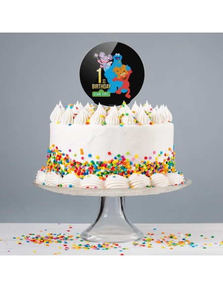 Tapa de Pastel Acrílica Plaza Sésamo 18.42 cm para Cumpleaños