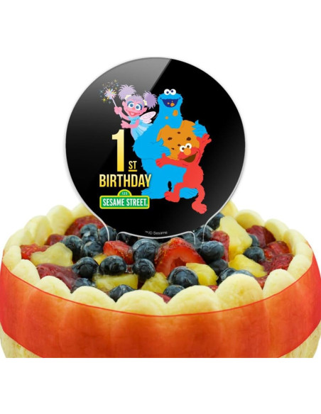 Tapa de Pastel Acrílica Plaza Sésamo 18.42 cm para Cumpleaños
