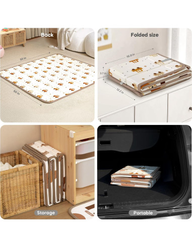 Alfombra de Juego Plegable XPE 127x127 cm para Bebés