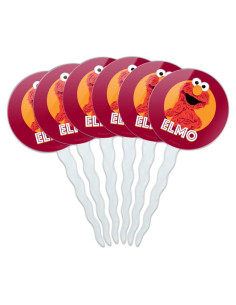 Set de 6 Palillos de Cupcake Elmo Plaza Sésamo 3.8cm