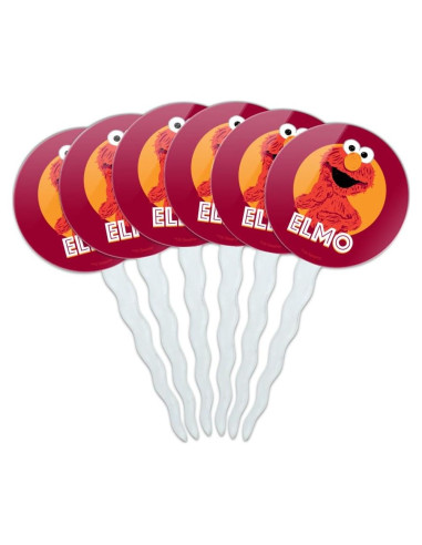 Set de 6 Palillos de Cupcake Elmo Plaza Sésamo 3.8cm