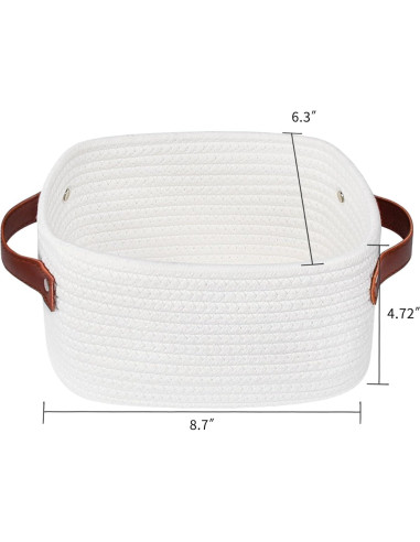 Cesta de Almacenamiento ABenkle Mini Algodón Blanca 22x16x12cm