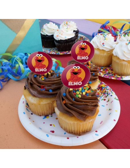 Set de 6 Palillos de Cupcake Elmo Plaza Sésamo 3.8cm