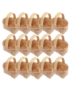 15 Mini Cestas de Madera Tejidas LNQ LUNIQI - 6.2x4.8x7.4cm