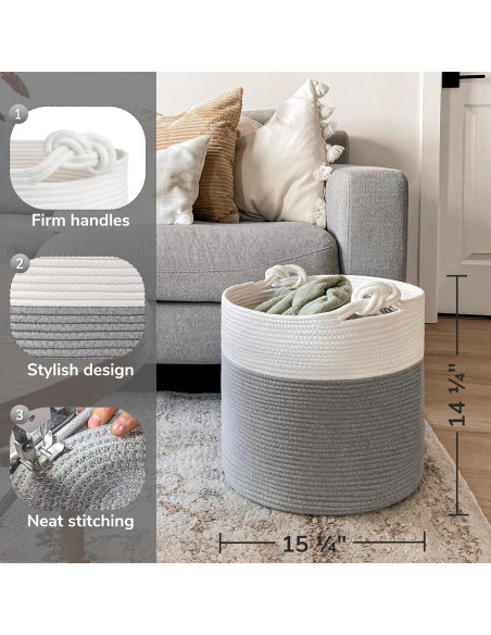 Cesta de Almacenamiento Goodpick 38x36 cm Algodón Gris