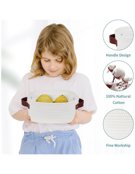 Cesta de Almacenamiento ABenkle Mini Algodón Blanca 22x16x12cm