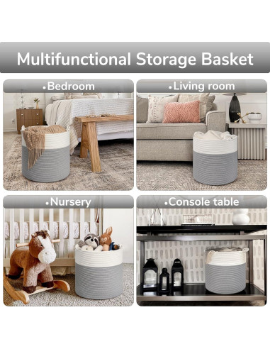 Cesta de Almacenamiento Goodpick 38x36 cm Algodón Gris