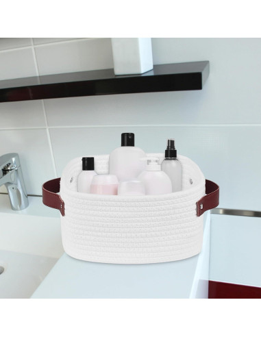 Cesta de Almacenamiento ABenkle Mini Algodón Blanca 22x16x12cm