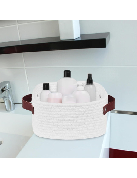 Cesta de Almacenamiento ABenkle Mini Algodón Blanca 22x16x12cm