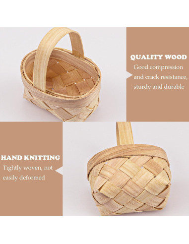 15 Mini Cestas de Madera Tejidas LNQ LUNIQI - 6.2x4.8x7.4cm