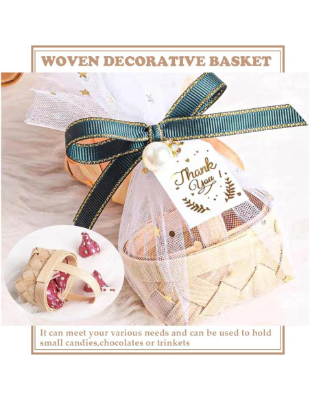 15 Mini Cestas de Madera Tejidas LNQ LUNIQI - 6.2x4.8x7.4cm