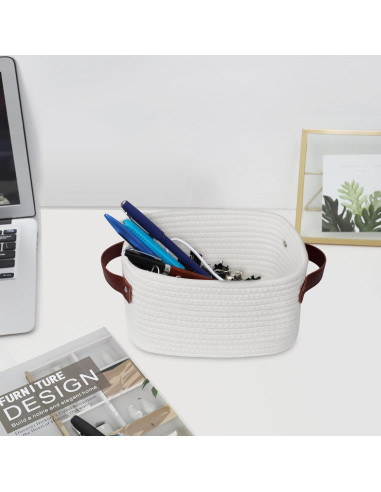 Cesta de Almacenamiento ABenkle Mini Algodón Blanca 22x16x12cm