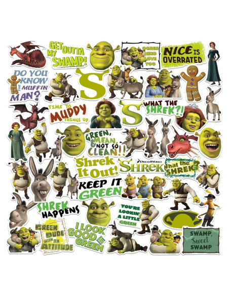 Pack de 50 Stickers Grandes Deluxe Shrek - Vinilo Premium