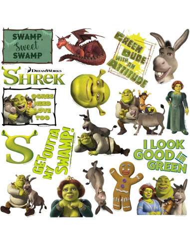Pack de 50 Stickers Grandes Deluxe Shrek - Vinilo Premium