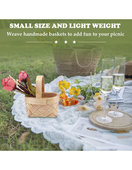 15 Mini Cestas de Madera Tejidas LNQ LUNIQI - 6.2x4.8x7.4cm