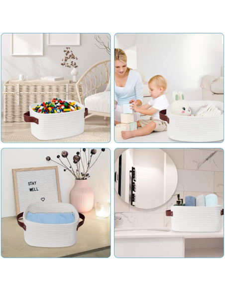 Cesta de Almacenamiento ABenkle Mini Algodón Blanca 22x16x12cm