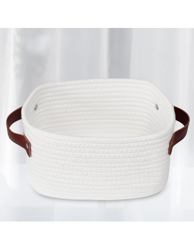 Cesta de Almacenamiento ABenkle Mini Algodón Blanca 22x16x12cm