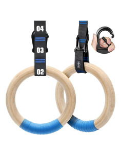 Anillas de Gimnasia de Madera Zingtto 3.18 cm con Correas 2.59 m
