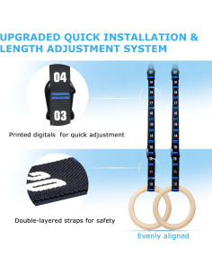 Anillas de Gimnasia de Madera Zingtto 3.18 cm con Correas 2.59 m 2