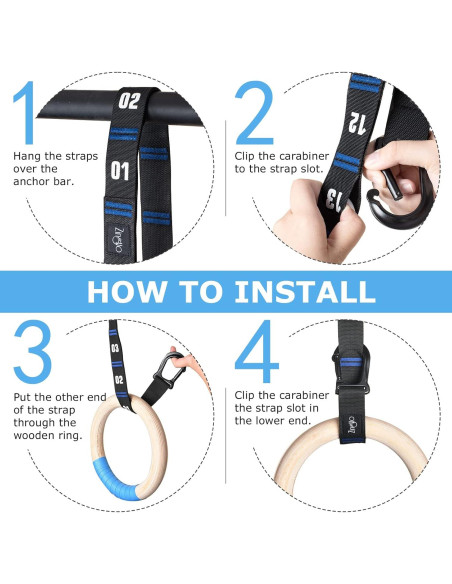 Anillas de Gimnasia de Madera Zingtto 3.18 cm con Correas 2.59 m