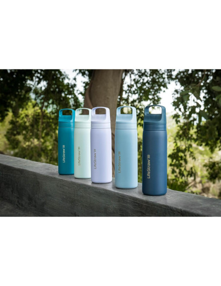 Botella LifeStraw Go Series 18 oz Acero Inoxidable Azul