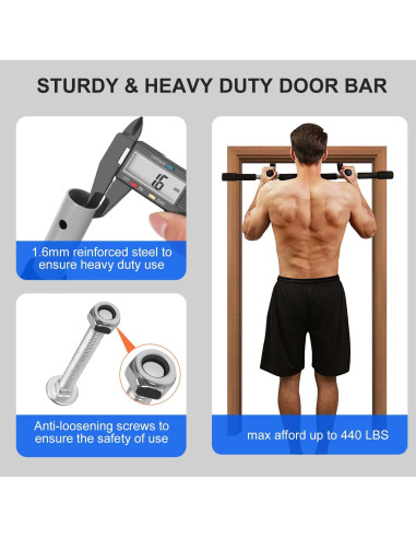 Barra de Dominadas Ajustable MOMODA - Acero Alta Resistencia 200kg