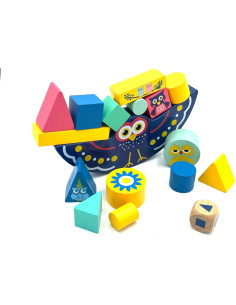 Juguete de Apilamiento de Madera Montessori - Bloques Coloridos 2