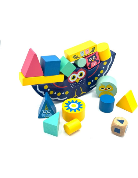 Juguete de Apilamiento de Madera Montessori - Bloques Coloridos