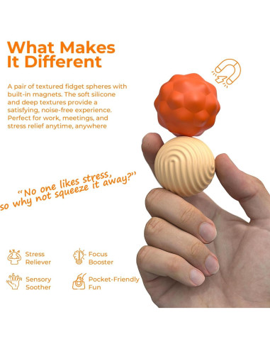 Bolas Magnéticas Antiestrés FZChenrry Naranja 2PCS 40.5mm