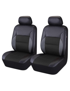 Cubiertas de Asiento de Coche CAR PASS - Cuero PU Negro para 2 Asientos Delanteros