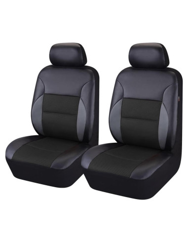 Cubiertas de Asiento de Coche CAR PASS - Cuero PU Negro para 2 Asientos Delanteros