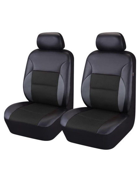 Cubiertas de Asiento de Coche CAR PASS - Cuero PU Negro para 2 Asientos Delanteros