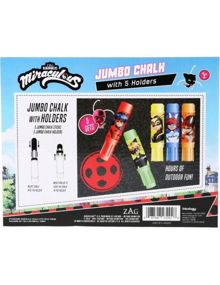 Conjunto de Tiza Jumbo 5 Piezas Miraculous Ladybug