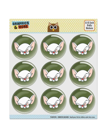 Stickers Puffy Pinky y el Cerebro - 9 Stickers 3D Coloridos