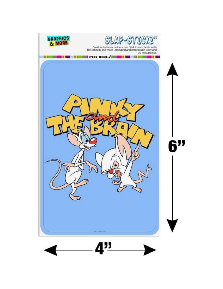 Adhesivo Decorativo Pinky y Cerebro 15.24x10.16 cm