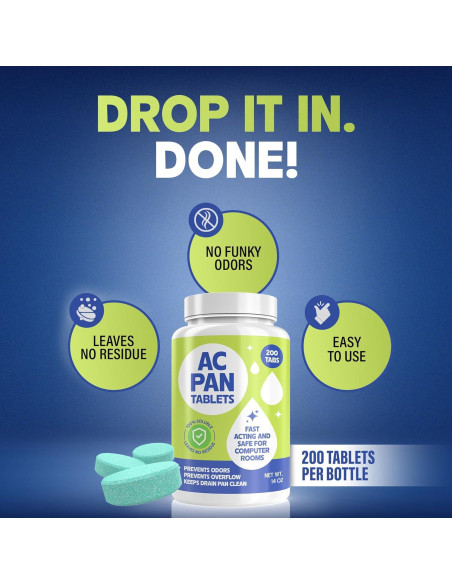 Tabletas Limpiadoras de Drenaje de AC FORTIVO - 200 Unidades