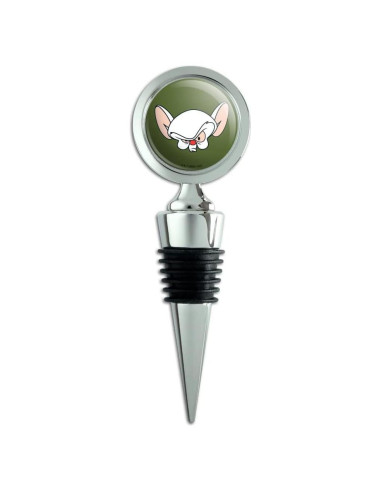 Tapón de Botella de Vino Pinky y el Cerebro - Metal Cromado