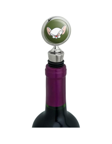 Tapón de Botella de Vino Pinky y el Cerebro - Metal Cromado
