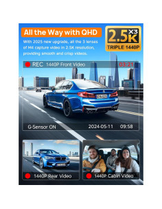 Cámara Dash Icesky M4 2.5K Triple Canales WiFi 6 64GB 2