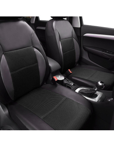 Cubiertas de Asiento de Coche CAR PASS - Cuero PU Negro para 2 Asientos Delanteros
