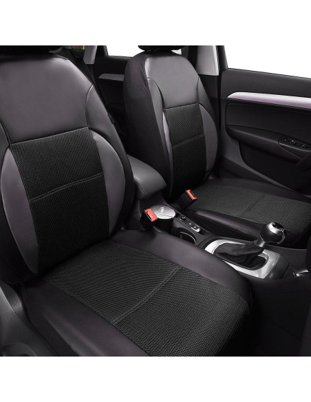Cubiertas de Asiento de Coche CAR PASS - Cuero PU Negro para 2 Asientos Delanteros
