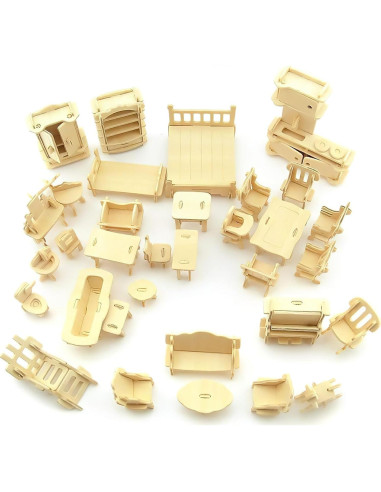 Juego de Muebles de Casa de Muñecas LoveInUSA 34 Accesorios