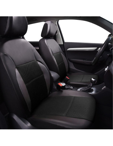 Cubiertas de Asiento de Coche CAR PASS - Cuero PU Negro para 2 Asientos Delanteros