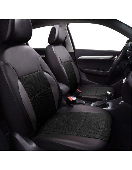 Cubiertas de Asiento de Coche CAR PASS - Cuero PU Negro para 2 Asientos Delanteros