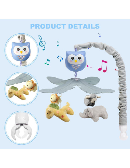 Móvil Musical para Cuna YUNGCHI con Luces y Control Remoto