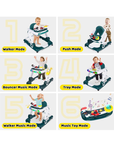 Andador Multifuncional TODEFULL Verde 6 en 1 con Altura Ajustable