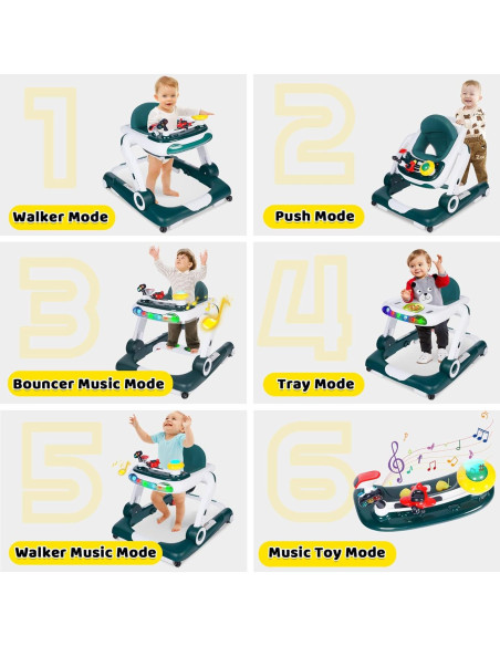 Andador Multifuncional TODEFULL Verde 6 en 1 con Altura Ajustable